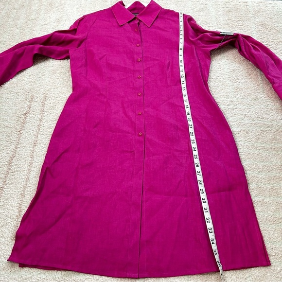 NWT Classiques Entier Fuchsia Long Line Shirt Tunic Size Medium 100% Linen - Picture 9 of 14
